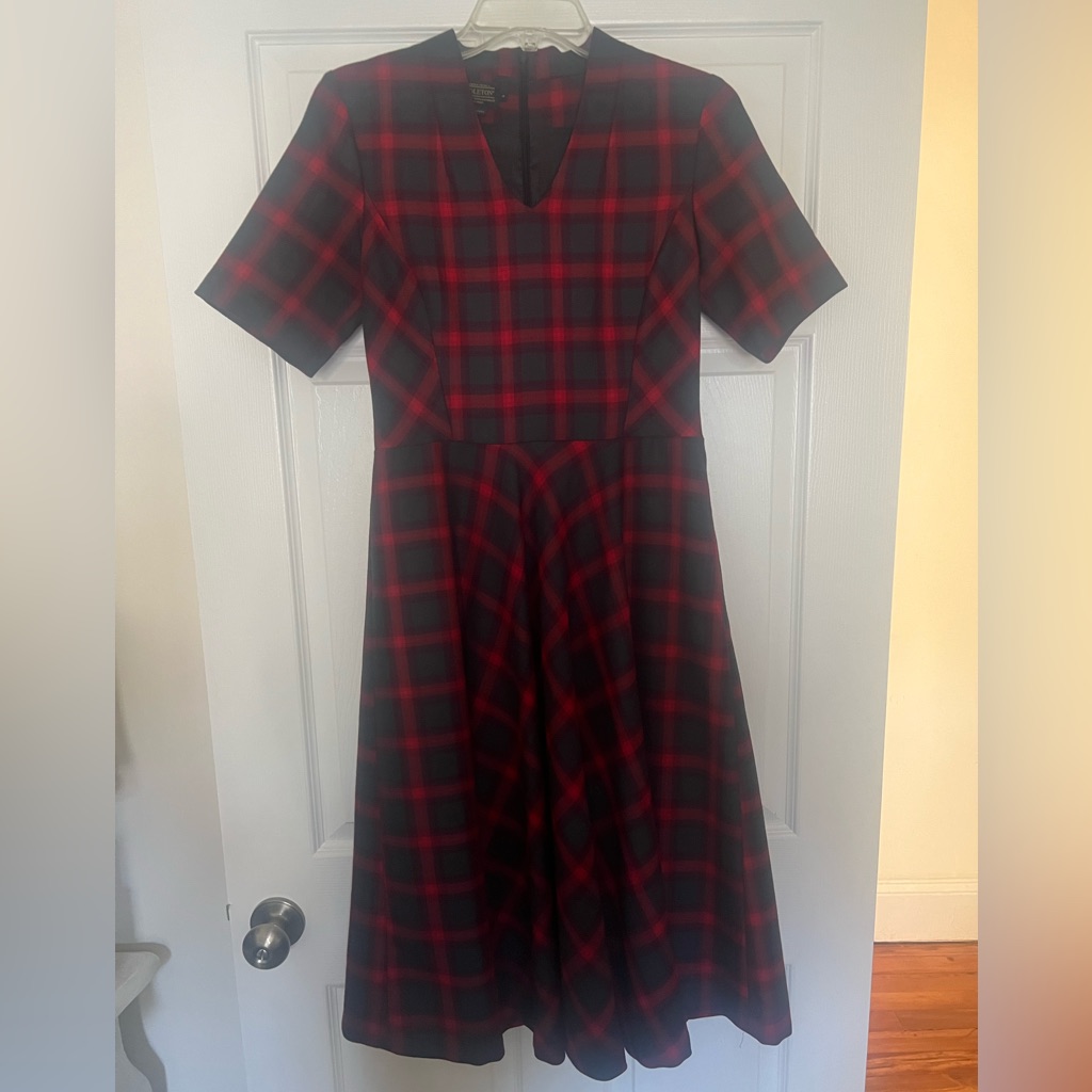 Pendleton Audrey Fit And Flare A-Line Red Winter Green Teal Plaid Dress Sz 4